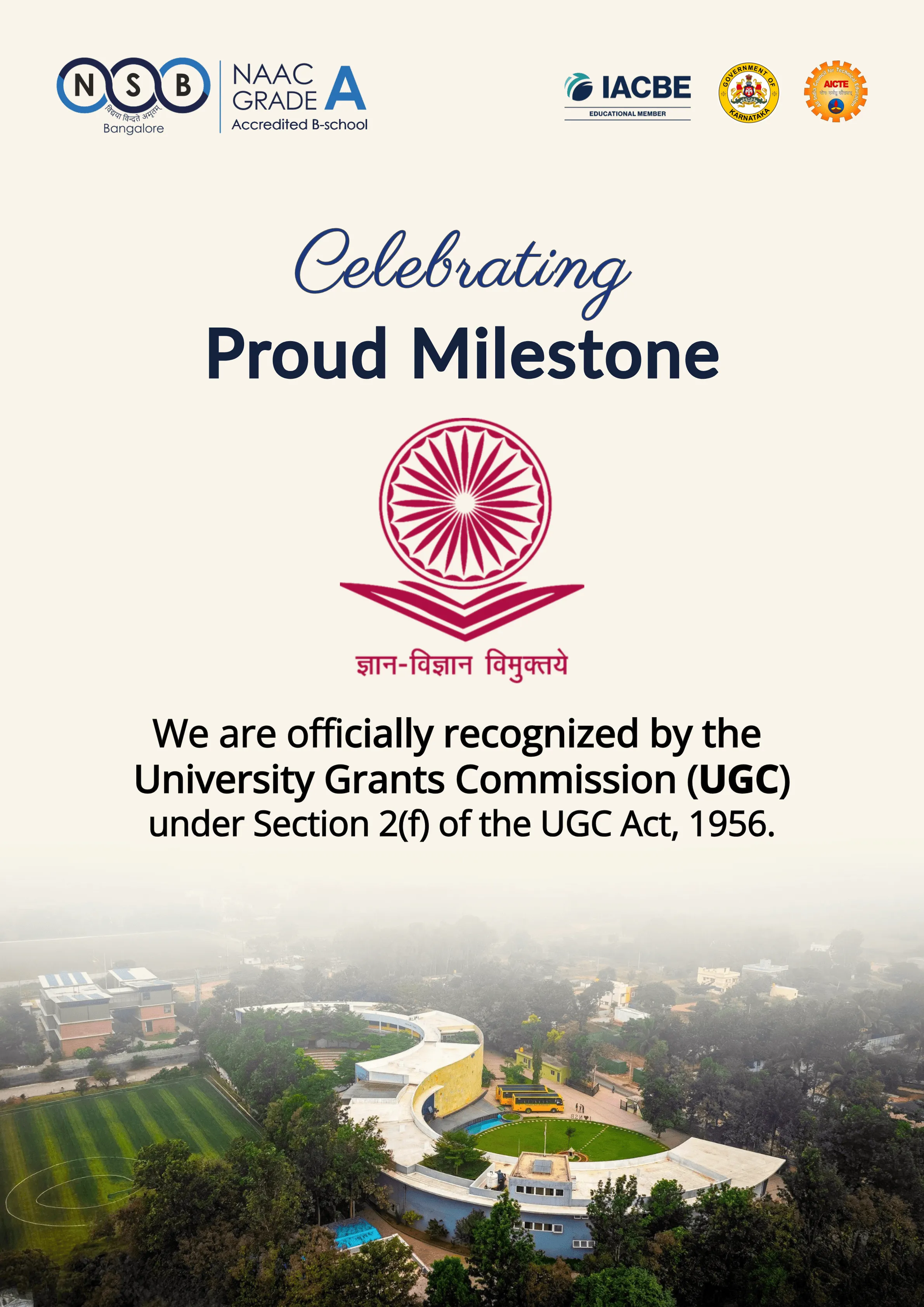 NSB Bangalore - UGC Section 2(f) Recognition Announcement