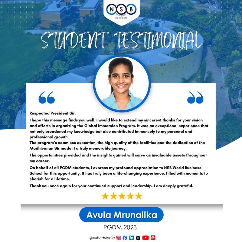 NSB MBA , Bangalore - News & Events 2024